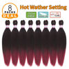 Picture of Pre-Stretched Braiding Hair Extensions-16 Inch 8 Packs Synthetic Braiding Hair Crochet Braids, Natural Easy Braid Crochet Hair, Hot Water Setting Professional Soft Yaki Straight Texture (#1B/bug)