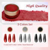 Picture of Laza 3 Colors Chrome Nail Powder Mirror Effect Metallic Dust Holographic Glitter Glazed Manicure Decoration Reflective Pigment for DIY Gel Polish Nail Art, Resin Craft, Gifts - Red Black Silver