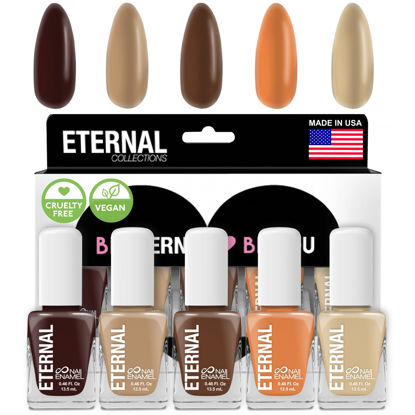 Picture of Eternal Nude Nail Polish Set for Women (NUDE OBSESSION) - Brown Nail Polish Set for Girls | Quick Dry & Long Lasting Nail Polish Kit for Home DIY Manicure & Pedicure | Made in USA, 13.5mL (Set of 5)