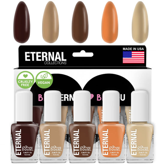 Picture of Eternal Nude Nail Polish Set for Women (NUDE OBSESSION) - Brown Nail Polish Set for Girls | Quick Dry & Long Lasting Nail Polish Kit for Home DIY Manicure & Pedicure | Made in USA, 13.5mL (Set of 5)
