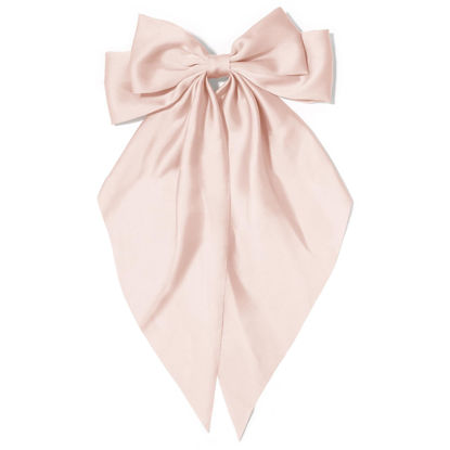 Picture of Large Hair Bows for Women Champagne Pink Silky Satin Hair Bow Hair Clips Long Tail Oversize Hair Ribbon Coquette Bows Hair Accessories for Girls