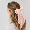 Picture of Large Hair Bows for Women Champagne Pink Silky Satin Hair Bow Hair Clips Long Tail Oversize Hair Ribbon Coquette Bows Hair Accessories for Girls