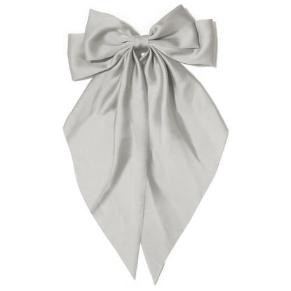 Picture of Large Hair Bows for Women Gray Silky Satin Hair Bow Hair Clips Long Tail French Hair Ribbon Coquette Bows Hair Accessories for Girls