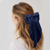 Picture of Large Hair Bows for Women Dark Blue Silky Satin Hair Bow Hair Clips Long Tail French Hair Ribbon Coquette Bows Hair Accessories for Girls
