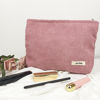 Picture of GUTGNK Women's Corduroy Cosmetic Bag, Large Capacity Canvas Cosmetic Bag Travel Toiletry Bag Accessories Organizer, Pink