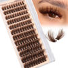 Picture of Focipeysa Brown Lash Clusters Fluffy Eyelash Clusters 10-18mm D Curl Eyelash Extension Volume Cluster 80D Individual Eyelash DIY Lash Extension for Beginners