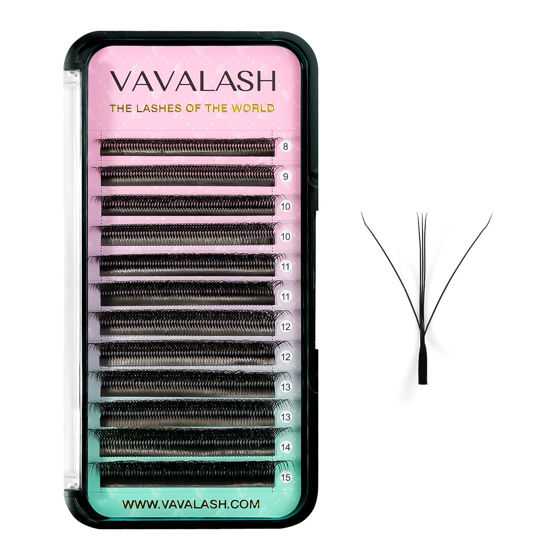 Picture of VAVALASH 3D Dual-core W Shape Eyelash Extension 3D W Premade Fans 0.07 D Curl Volume Lash Extensions Easy Fanning False Lashes Matte Black Premade Cluster W Lashes(Dual-core-3D-0.07-D-8-15mm）