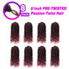 Picture of Bileaf 8 Packs Passion Twist Crochet Hair Pre Looped Passion Twist Hair 8 Inch, Pre-Twisted Short Crochet Passion Twists Bohemian Braiding Twist Crochet Hair for Women Girls and Kids TBUG