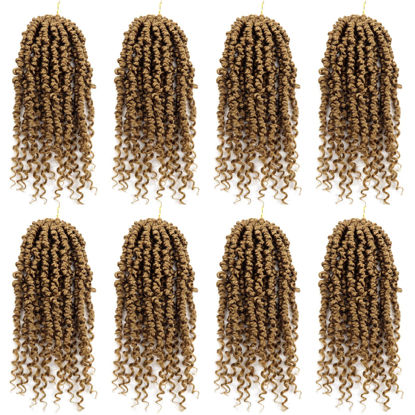 Picture of Bileaf Pre-twisted Passion Twist Crochet Hair 12 Inch Ombre Passion Twist Hair 8 Packs, Ombre Crochet Hair Pre Looped Passion Twists Crochet Braids Bohemian Crochet Hair for Women Girls and Kids #27