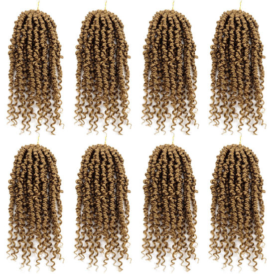 Picture of Bileaf Pre-twisted Passion Twist Crochet Hair 12 Inch Ombre Passion Twist Hair 8 Packs, Ombre Crochet Hair Pre Looped Passion Twists Crochet Braids Bohemian Crochet Hair for Women Girls and Kids #27
