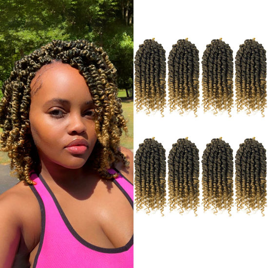 Picture of BILEAF 8 Inch Passion Twist Hair 8 Packs Pre-twisted Passion Twist Crochet Hair, Pre-looped Crochet Passion Twist Braiding Hair for Women Girls and Kids Bohemian Passion Twists T27