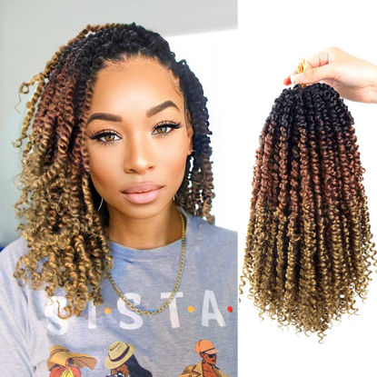 Picture of Pre-twisted Passion Twist Crochet Hair 12 Inch Ombre Passion Twist Hair 8 Packs, Ombre Crochet Hair Pre Looped Passion Twists Crochet Braids Bohemian Crochet Hair for Women Girls and Kids T1B-30-27