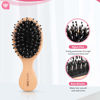Picture of 2Pcs Hair Brush Mini Boar Bristle Hairbrush for Thick Curly Thin Long Short Wet or Dry Hair Detangle Massage Add Shine, Pocket Travel Small Paddle Hair Brush for Men Women Kids