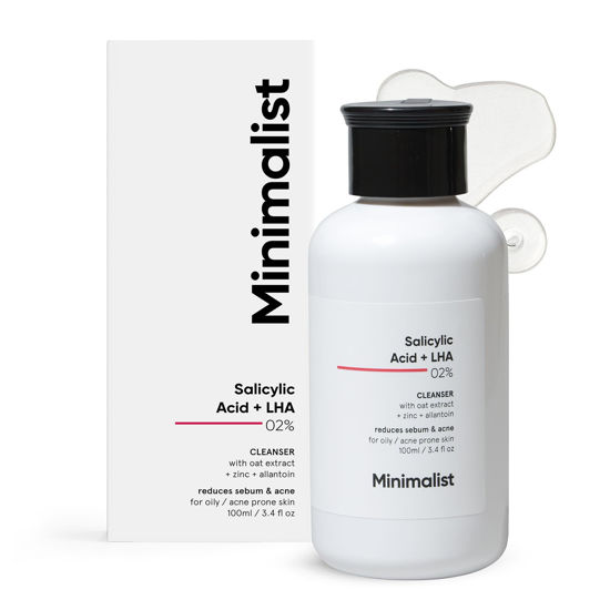 Picture of Minimalist 2% Salicylic Acid Face Wash for Oily, Acne Prone Skin | Anti Acne Face Wash With LHA & Zinc | Sulphate free Gentle BHA Liquid Exfoliant | For Women & Men | 3.4 Fl Oz / 100 ml