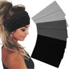 Picture of Sefiinh Wide Headbands For Women Stretch Headband Boho Head Bands Women's Hair Band Turban Workout Hairband Accessories Black Gray 6 Pack