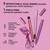 Picture of Real Techniques Double Time Brush + Lash 4 Piece Set, Dual-Ended Eye Makeup Brushes For Eyeshadow & Brows, Travel-Friendly Brush Caps For Storage, Eyelash Curler Included, Cruelty-Free
