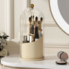 Picture of YOOLENS Makeup Brush Holder with Lid 360 Rotating Clear Dustproof Make Up Organizers for Vanity Bathroom Countertop, White Beige
