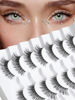 Picture of Cat Eye Lashes Eyelashes Natural 15mm Wispy Lashes False Eyelashes Thin Band Strip Lashes 3D Volume Natural Lashes Pack Eye Lashes Curly 7 Pair Siligli