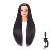 Picture of Hairingrid 26"-28" Mannequin Head Hair Styling Training Head Manikin Cosmetology Doll Head Synthetic Fiber Hair and Free Clamp Holder (Black)