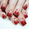 Picture of Red Valentines Press On Nails Short Square Fake Nails Acrylic Heart Nails Press Ons Full Cover False Nails With Heart Gradient Designs Valentines Day Glue On Nails Stick On Nails For Women
