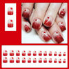 Picture of Red Valentines Press On Nails Short Square Fake Nails Acrylic Heart Nails Press Ons Full Cover False Nails With Heart Gradient Designs Valentines Day Glue On Nails Stick On Nails For Women