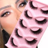 Picture of Veleasha Cat Eye Lashes Natural Look Fox False Eyelashes Gorgeous Wispy & Lightweight Faux Mink Lashes for Doll Eye Makeup 5 Pairs Pack (Charming)