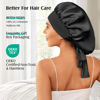 Picture of YFONG 100% 22 Momme Mulberry Silk Bonnet for Sleeping Women - Larger Double Layer Silk Hair Wrap - Non-Slip Silk Turban - Hair Silk Bonnet for Sleeping Women - Silk Cap for Sleeping, Black