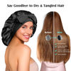 Picture of YFONG 100% 22 Momme Mulberry Silk Bonnet for Sleeping Women - Larger Double Layer Silk Hair Wrap - Non-Slip Silk Turban - Hair Silk Bonnet for Sleeping Women - Silk Cap for Sleeping, Black