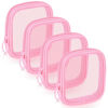 Picture of Weewooday 4 Pcs Mesh Makeup Bag Mesh Cosmetic Bag Travel Toiletry Bag Pouch with Zipper Mini Portable Makeup Cosmetic Travel Toiletry Purse Bag for Daily Accessories (Pink,Small)