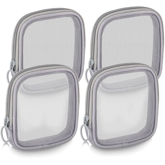 Picture of Weewooday 4 Pcs Mesh Makeup Bag Mesh Cosmetic Bag Travel Toiletry Bag Pouch with Zipper Mini Portable Makeup Cosmetic Travel Toiletry Purse Bag for Daily Accessories (Gray,Small)