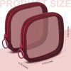 Picture of Weewooday 4 Pcs Mesh Makeup Bag Mesh Cosmetic Bag Travel Toiletry Bag Pouch with Zipper Mini Portable Makeup Cosmetic Travel Toiletry Purse Bag for Daily Accessories (Wine Red,Small)