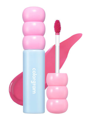 Picture of COLORGRAM Fruity Glass Tint 03 Soda Cool Peach | Korean Long Lasting &Waterproof Lip Stain | Glossy Dewy Lip Gloss with Apricot Coral Shade | Buildable, Blendable, Moisturizing | 0.11 Oz