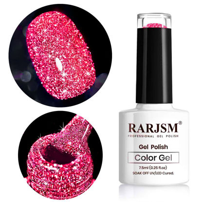 Picture of Diamond Gel Nail Polish, Neon Hot Pink Nail Polish, Reflective Shiny Gel Polish, Spring Summer Gel Polish Colors for DIY Nail Art Design UV LED Lamp Required RAR90