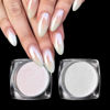 Picture of PrettyDiva White Pearl Chrome Nail Powder - 2 Colors Pearl Nail Powder Ice Transparent Aurora Chrome Nail Powder, High Gloss Pearlescent Iridescent Glitters Powder Metallic Pigment for Nails