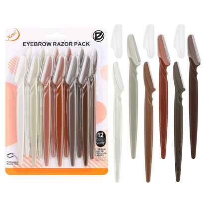 Picture of D Dermaplane Razor for Women Face - 12PCS Face Razors for Women - Eyebrow Razor with Precision Cover - Dermaplaning Tool for Face - Face Shaver for Women - Facial Hair Removal for Women - Neutral