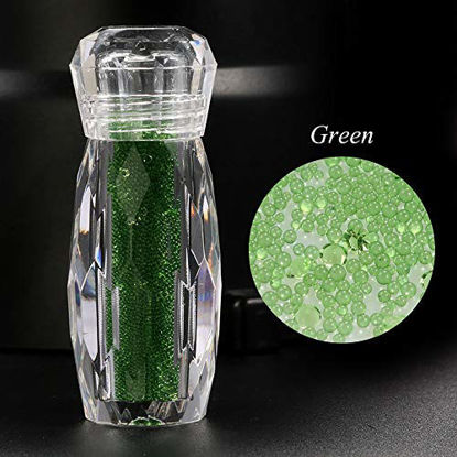 Picture of 1 Bottle Micro Pixie Beads Gravel Nail Crystals For Nails Colorful Multicolor Micro Strass Glass Caviar Beads Nail Art 3D Decorations (Green)