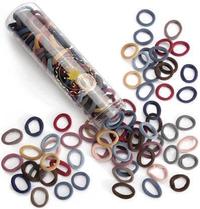 Picture of JIRIS 100PCS Seamless Thick Hair Bands - Elastic Ponytail Holders, No-Crease Cotton Ties for Women, Kids and Toddler Girls Hair Ties (set 3)