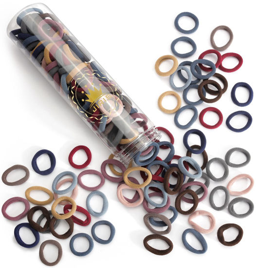 Picture of JIRIS 100PCS Seamless Thick Hair Bands - Elastic Ponytail Holders, No-Crease Cotton Ties for Women, Kids and Toddler Girls Hair Ties (set 3)