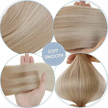Picture of ?Big Deal? Remy Hair Extensions Clip in Human Hair 20Inch Ombre Ash Blonde Fading to Platinum Blonde Clip in Hair Extensions Real Human Hair Double Weft 7pcs 120g