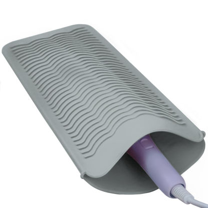 Picture of 1Pack Silicone Heat Resistant Mat Pouch for Hair Straightener, Curling Iron, Flat Iron and Hot Hair Tools Grey
