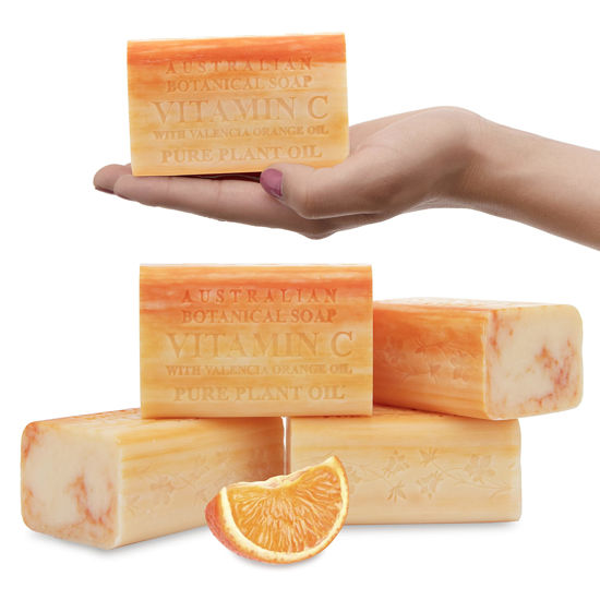 Picture of Australian Botanical Soap, Vitamin C with Valencia Orange 6.6 oz. (187 g) Soap Bars | Natural Soap Base | All Skin Types | Women & Men | Shea Butter Enriched Bar Soap - Pack of 4