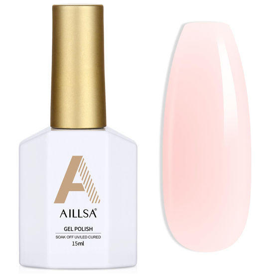Picture of AILLSA Nude Gel Polish Pink Bunny Jelly Gel Nail Polish Sheer Neutral Translucent Gel Polish Long Lasting Milky Natural Color Nails Soak Off U V Gel for Nail Art at Home Valentine Gift 0.51 Oz GD53