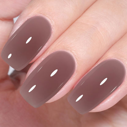 Picture of AILLSA Nude Gel Polish Hazelnut Chocolate Translucent Gel Nail Polish Jelly Brown Dark Color Gel Polish Purplish Coffee Neutral Nails Soak Off U V Gel for Nail Art at Home Valentine Gift 0.51 Oz GB136