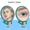 Picture of Sifolo 30x Magnifying Mirror, Travel Hand Mirrors with Handle - Double Side Handheld Mirror with 1X 30X Magnification & Adjustable Handle/Stand, Hand Held Foldable Travel Mirror for Makeup(Army Green)