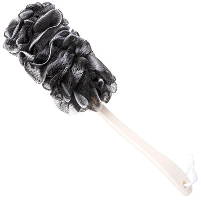 Picture of Arswin Back Scrubber for Shower, Loofah Long Handle Bath Body Brush, Soft Nylon Mesh Sponge On a Stick for Shower Men Women Kids Elderly, Exfoliating Scrub Cleaning Luffa for All Kinds of Skin(Black)