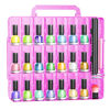 Picture of JIASHENG Nail Polish Organizer Case for 48 Bottles, Gel Nail Polish Storage Holder Double Side Adjustable Space Divider for Acrylic Nail Gel Dip Powder Tips Set with Two Toe Separator, Pink