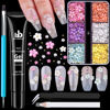Picture of 3D Flowers, Manicure Kit with Nail Rhinestone Glue Gel, Colorful Acrylic Flower Nail Charms with Caviar Beads, Rhinestones for Nails with Gem Glue for Nails (UV/LED Needed) with Pickup & Dotting Tools