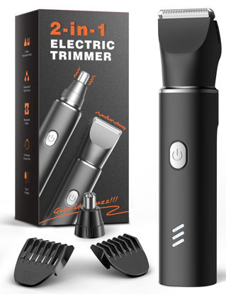 Picture of Body Hair Trimmer for Men, Manscape Electric Shaver, Nose/Ear Hair Clipper, Replaceable Ceramic Blade, Chest/Back/Groin/Armpit Versatile Hair Trimmer, IPX7 Waterproof, USB C Fast Charge&Travel Lock