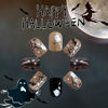 Picture of 24Pcs Halloween Press On Nails Short Square Fake Nails Acrylic Nails Press Ons Brown False Nails With Bat Ghost Spider Web Designs Halloween Glue On Nails Short Stick On Nails For Women