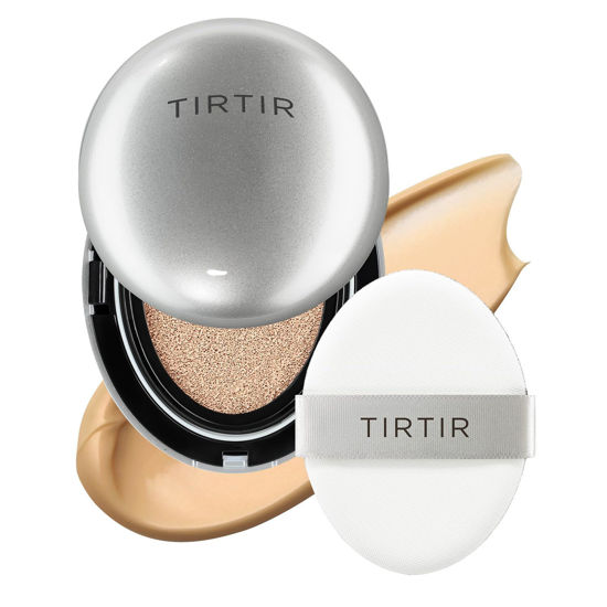 Picture of TIRTIR Mask Fit Aura Silver Cushion Foundation | Semi-glow Finish, Natural Coverage, Moisturizing, Lightweight, Korean cushion foundation (#27N Camel, Full Size, 0.63 Fl Oz)